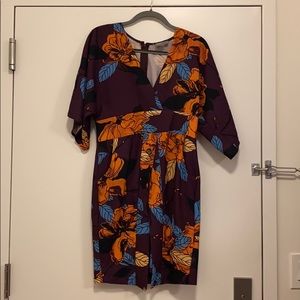 ASOS purple flowered dress with v-neck